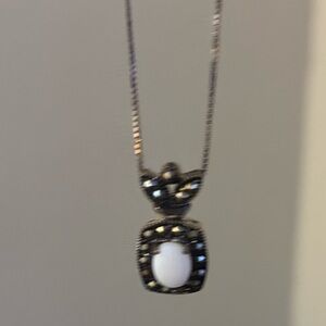 Genuine Diamond Oval Pendant Necklace- Rose Cut-Pave Diamond